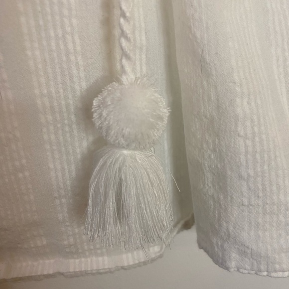 J. Crew White Textured Top With Tassel Ties - Picture 6 of 7